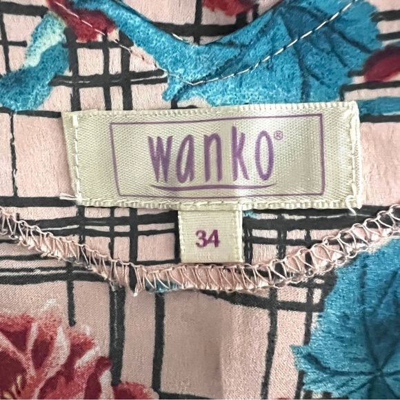 Wanko Chic Floral Plaid 3/4 Bell Sleeve Size S/M Blouse EUC - Picture 5 of 7